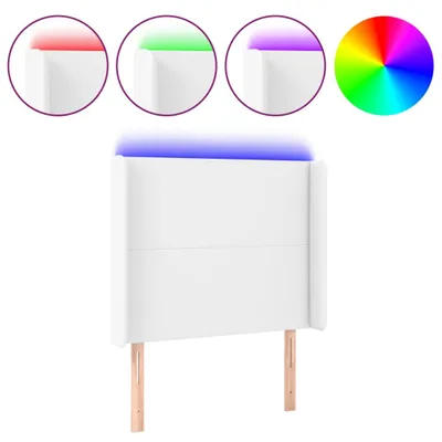 Produktbild von vidaXL LED Kopfteil Weiß 103x16x118/128 cm Kunstleder