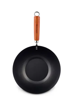 Zdjęcie produktu dla Ken Hom Classic nieprzywierający wok ze stali węglowej z drewnianą rączką, 27 cm