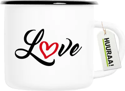 Produktbild von Huuraa Emaille Tasse Love Herz Hearth 300ml Vintage Campingbecher Geschenkidee