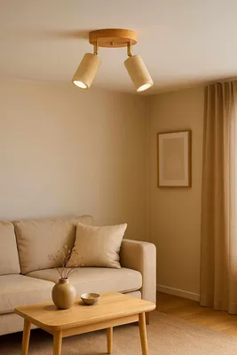 Produktbild von Opviq, Hochwertiger Kronleuchter mit Holz-Korpus und Travertin-Kappe, Ø6,5 cm, Höhe 21 cm | 3 x GU10 Fassung, max. 10 W | Beige und Eiche, skandinavisches Design, IP20.