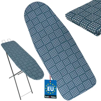Obrázok produktu pre KOTARBAU® Obal na žehliacu dosku 120 x 42 cm Obal na žehliaci stôl M Obal na štandardnú žehliacu dosku a parnú žehliacu stanicu Odolný voči teplu Bavlna + plsť Modré štvorce