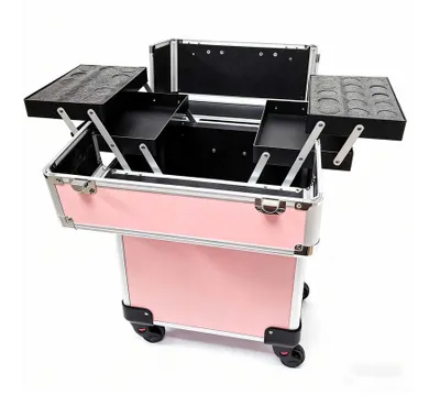 Immagine prodotto di Valigia da bellezza ZMH con ruote: capiente trolley per cosmetici, valigia con rotelle, ampio spazio di stivaggio, robusta, resistente, durevole, mobile, portatile, ideale per estetiste e parrucchieri