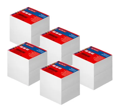 Produktbild von Herlitz 5 Notizklötze geleimt 9x9x9 cm Weiß Blanko Notizzettel 900 Blatt