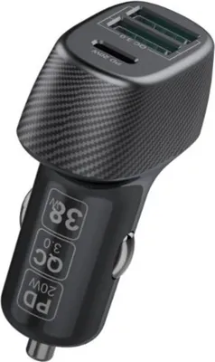Image de COFI 38W Multi Port 2x USB 1x Type-C Chargeur voiture QC 3.0 Fast Charge noir