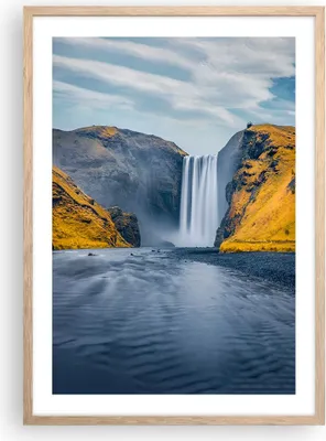 Produktbild von Gerahmtes Poster - Rahmen in heller Eiche - Wasserfall Berge Skogafoss - 50x70 cm - Wand Bild - Wanddeko - Wandbilder - Kunstposter - Wandposter - Bilderrahmen - Bilder - Kunstdruck - P2NPA50x70-5180