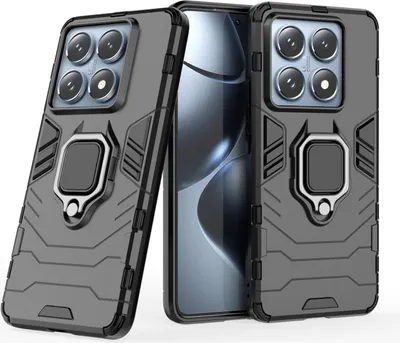 Produktbild von Handyhülle für Xiaomi 14T Pro – Drehbar Ringhalter Magnet Bumper Case Schwarz