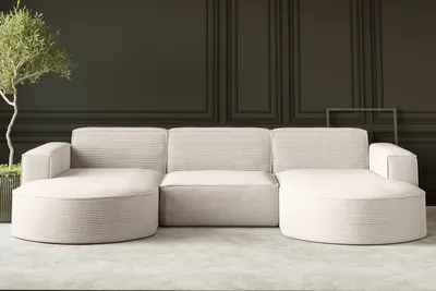 Produktbild von Kaiser Möbel Ecksofa Designer MODENA U STUDIO stoff Dicker cord Poso Ecru