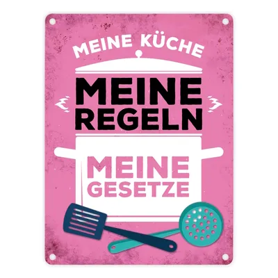 Produktbild von Metallschild mit Spruch: Meine Küche - Meine Regeln ... Blechschild Schild