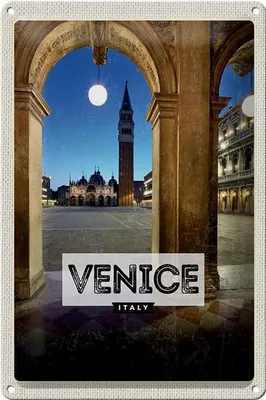 Produktbild von Blechschild Reise 20x30cm Venice Italien Nacht Architektur