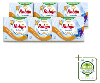 Produktbild von 6 x Robijn 3-in-1 Wascapsules Stralend Wit - Großpackung - 6 Stücke