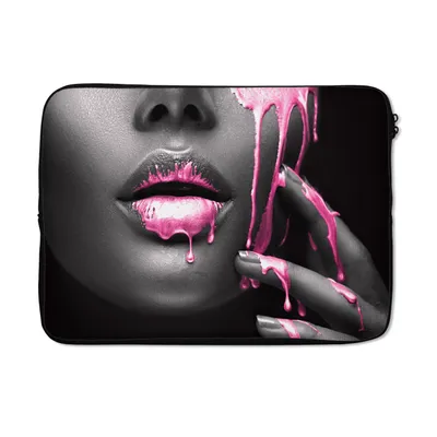 Produktbild von MuchoWow® Laptop Hülle 13 Zoll Lippen - Rosa - Schwarz Laptoptasche - Laptophülle - Sleeve - Rundumschutz