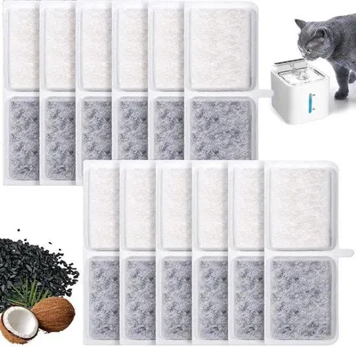 Immagine prodotto di 12 filtri per giochi d'acqua per gatti, filtri per giochi d'acqua da 11,5 x 4,5 cm, filtri per giochi d'acqua per gatti con resina e carbone attivo, dotati di sensore di movimento