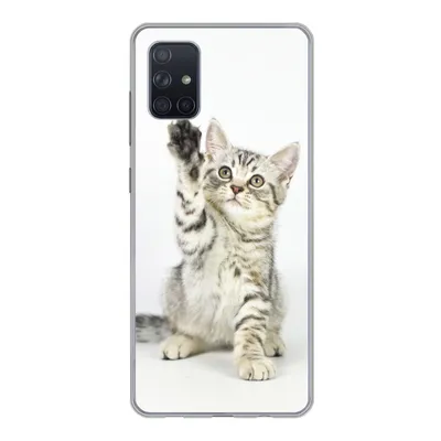Produktbild von MuchoWow® Handyhülle Schutzhülle Hülle für Samsung Galaxy A71 Kätzchen - Pfote - Weiß - Mädchen - Kinder - Jungen - Kind Silikon Softcase Handy Hülle - Kartenbesitzer
