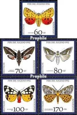 Produktbild von Briefmarken BRD (BR.Deutschland) 1992 Mi 1602-1606 (kompl.Ausgabe) postfrisch Jugend: Gefährdete Nachtfalter