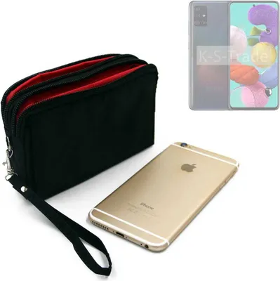 Produktbild von K-S-Trade Schutz Hülle Handy Hülle kompatibel mit Samsung Galaxy A51 Gürteltasche Travelbag Handytasche mit Zusatzfächern, schwarz