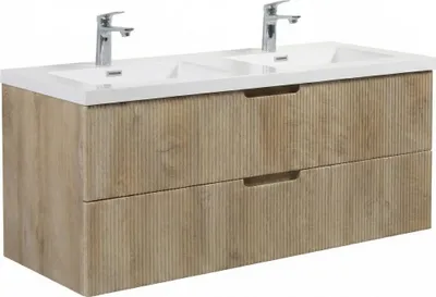Immagine prodotto di Set mobili da bagno Thermis 120 cm - Rovere chiaro - Mobile da bagno con doppio lavabo