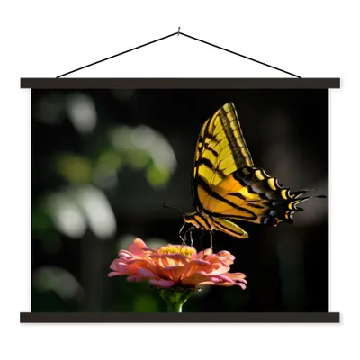 Produktbild von MuchoWow® Textilposter Schmetterling - Botanisch - Blume 150x113 cm mit schwarzem Rahmen - Wohnzimmer