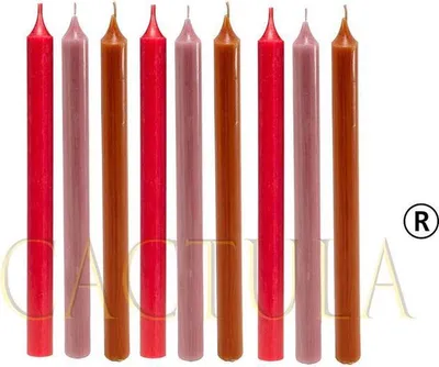 Immagine prodotto di Candele lunghe per cena Cactula – 28 cm – confezione da 9 pezzi – Colori: rosa, cognac e rosso