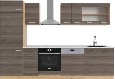 Produktbild von Küchenzeile Vicco R-Line Edelgrau/Goldkraft Eiche 300 cm , AP Marmor, Model 53468