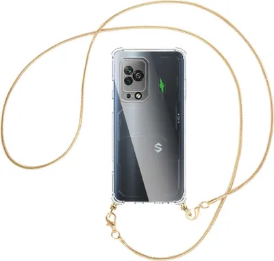 Produktbild von Handykette Backcover-Schutzhülle mit Band (Metall goldfarben) für Xiaomi Black Shark 5 Pro (6.67'') - goldfarbene Snake-Kette