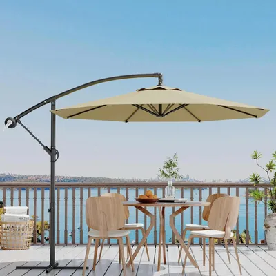 Immagine prodotto di Ombrellone da giardino per pergolati - Rotazione a 360° - Manovella e funzione di inclinazione - Protezione UV - Pieghevole e regolabile in altezza - Ideale per giardino, terrazza e piscina - Colore: kaki