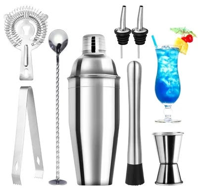 Cocktailshakerset 8-teilig, 750 ml, Edelstahl, Barman-Zubehör