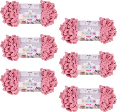 Produktbild von 6er-Pack dickes Schlaufengarn zum weichen Fingerstricken, häkelbares Schlaufengarn, nadelloses Chenillegarn zum Häkeln, Batik-Handstrickgarn