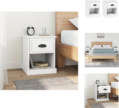 Obrázek produktu pro vidaXL Noční stolky 2 ks. Bílé 39x39x47,5 cm Materiál na bázi dřeva - Noční stolky