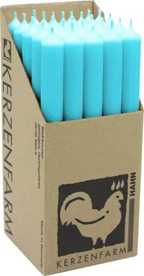 Produktbild von Stabkerzen aus Paraffin, 250/22 mm, Eisblau, KERZENFARM HAHN, Brenndauer ca. 12h, 25 Stück pro Verpackung