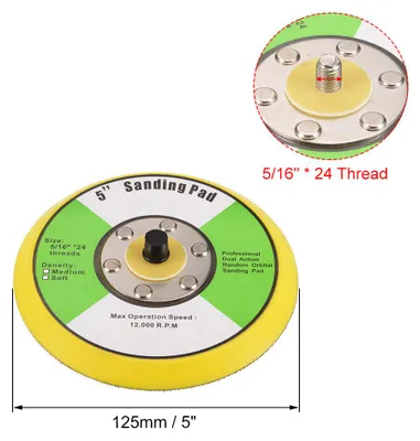 Produktbild von 5" Klett Schleifteller Schleifen Polierteller mit 5/16" x 24 Gewinde Exzenterschleifer Polierpuffer