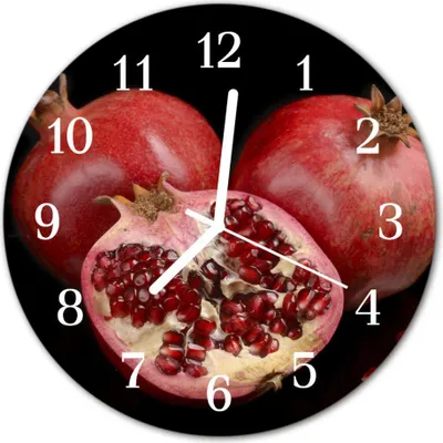Produktbild von Glasuhr Wanduhr Küchenuhr Echt-Glas 30fi cm Granatapfel rot