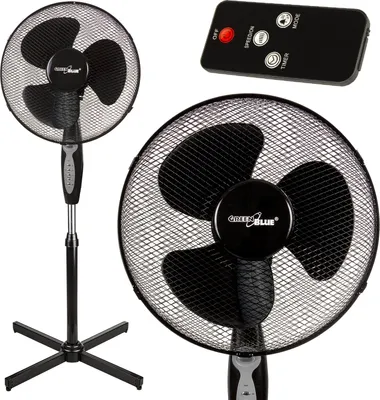 Produktbild von Standventilator mit Fernbedienung 40 Watt 3 Geschwindigkeitsstufen 40cm Niedriger  Oszillation Bodenventilator Windmaschine  7,5h Timer Schwarz