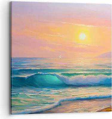 Produktbild von Bild auf Leinwand - Leinwandbild - Meer Welle Ufer - 70x70cm - Wand Bild - Wanddeko - Wandbilder - Leinwanddruck - Bilder - Kunstdruck - Wanddekoration - Leinwand bilder - Wandkunst - AC70x70-3915