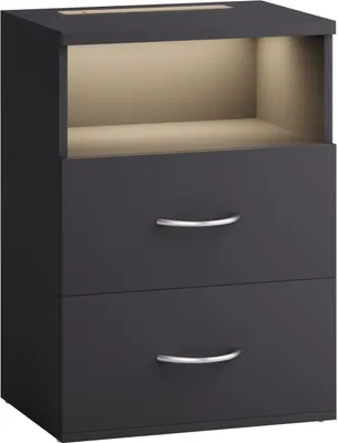 Produktbild von CASARIA® Nachttisch Touch mit LED Beleuchtung 40x28x55cm Dimmbar Holz 2 Schubladen Boxspringbett Schlafzimmer Wohnzimmer Beistelltisch Nachtschrank, Farbe:anthrazit