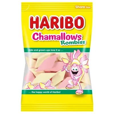 Obrázok produktu pre Haribo Chamallows Rombiss pastilky s vanilkovo jahodovou príchuťou 225g