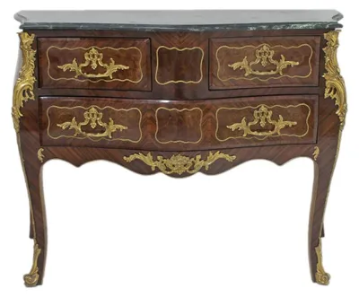 Image de Casa Padrino Commode Baroque Marron avec plateau en marbre vert 120 cm Fait à la main - Meubles baroques style antique