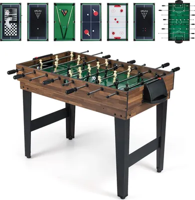Obrázok produktu pre COSTWAY 10 v 1 hrací stôl, stolný futbal, multifunkčný stôl so stolným futbalom, hokejom, biliardom, shuffleboardom, bowlingom a 4 stolnými hrami, kombinovaný stôl