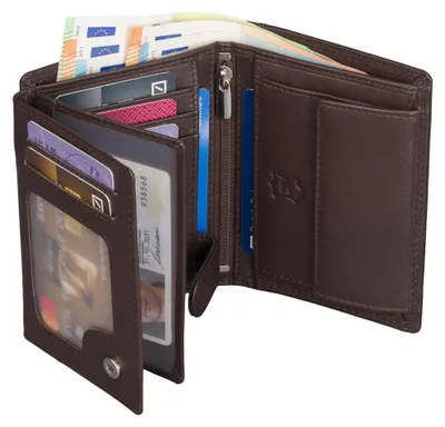 Produktbild von Leder Geldbörse Herren Portemonnaie RFID Hochformat Geldbeutel Echtleder (9910) Braun