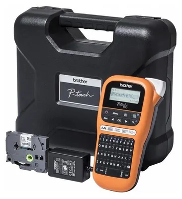 Obrázok produktu pre Brother PTE110VPYP1, QWERTY, TZe, 180 x 180 DPI, 20 mm/s, Čierna, Oranžová