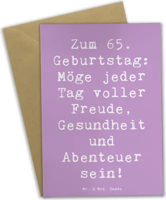 Produktbild von Mr. & Mrs. Panda Glückwunschkarte Spruch 65. Geburtstag - Lavendeltraum - Geschenk, osterkarten, spruchkarte, Grußkarten, Besondere Geschenke, Glückwünsche, Glückwunsch