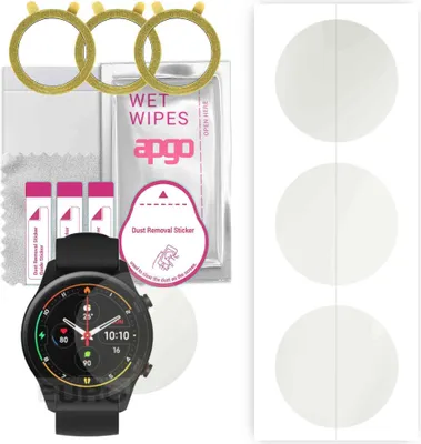 Produktbild von apgo 3 Stück Schutzfolie, Matt, kompatibel mit Xiaomi Mi Watch Smartwatch, Hydrogel Displayschutzfolie mit Positionierhilfe, Displayfolie, robust und kratzfest
