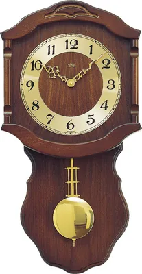 Produktbild von AMS 964/1 Wanduhr Quarz mit Pendel golden Holz nussbaum farben Pendeluhr
