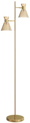 Immagine prodotto di Lampada da Terra Moderna con 2 Luci Orientabili Interruttore a Pedale Oro