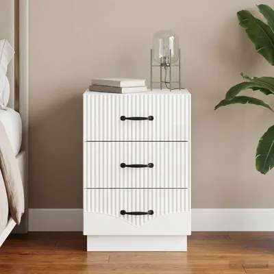 Obrázek produktu pro Maison Exclusive – noční stolek, lesklá bílá, 43 x 41 x 63,5 cm, dřevotřísková deska
