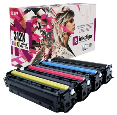 Produktbild von Inkdigo Tonerset CF380X-383A für HP Color LaserJet Pro MFP M476dn, M476dw, M476nw – CMYK,