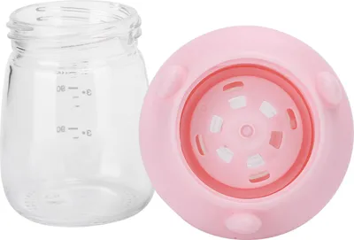 Image de Bouteille de lait en verre pour bébé professionnelle et mignonne, à large ouverture, portable (rose)