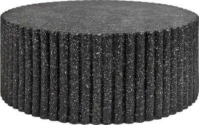 Produktbild von BELIANI Couchtisch Schwarz Magnesiumoxid u. Glasfaser Rund ⌀ 117 cm Terrazzo Optik Lamellen Modern Skandi Outdoor & Indoor Terrasse Garten Wohnzimmer