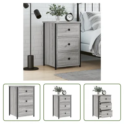 Produktbild von The Living Store Nachttisch Grau Sonoma 40x36x60 cm Holzwerkstoff
