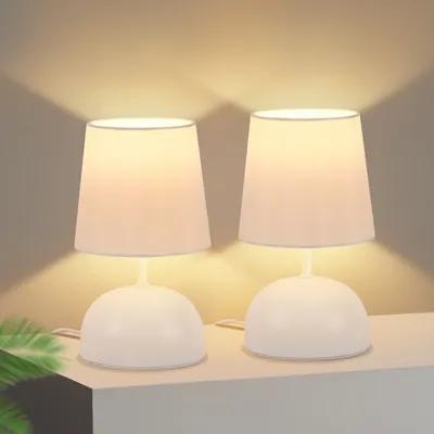 Immagine prodotto di ZMH set di 2 lampade da tavolo con cavo - lampada da tavolo in tessuto bianco lampada da notte moderna camera da letto lampada da letto design piccola lampada da scrivania per soggiorno ufficio letto tavolo finestra hotel