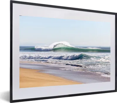 Produktbild von MuchoWow® MuchoWow® Gerahmtes Poster Strand - Wellen - Meer 60x40 cm - Poster mit zchwarzem Bilderrahmen - Schlafzimmer - Plakat in Rahmen - Drucken